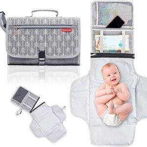 NWOT  Gray Portable Diaper Changing Pad
